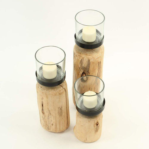 Driftwood Candle Holders Set of 3 EasyOptionXY LLC