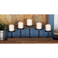 DecMode 5 Holder Brown Mango Wood Handmade Pillar Candelabra with Wood Base EasyOptionXY LLC