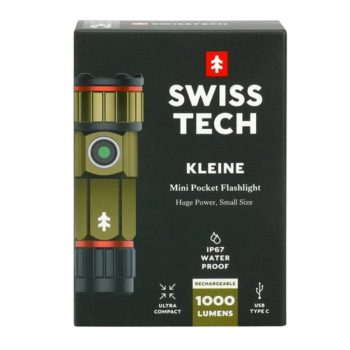 Swiss Tech 1000LM Mini LED Rechargeable Turbo Flashlight, IP67 Weatherproof, 0.18lbs, Green EasyOptionXY LLC