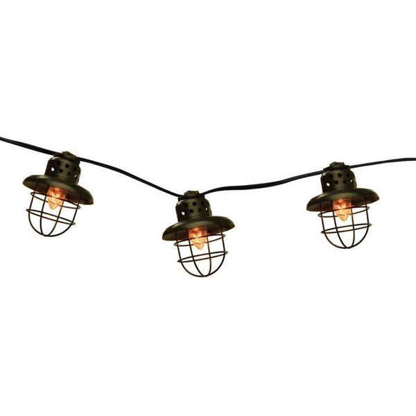 Set of 10 Black Metal Caged Fisherman Lantern Summer Garden Patio Lights - Black Wire EasyOptionXY LLC