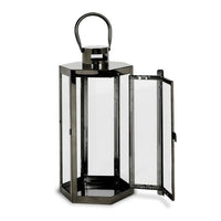 Brianna Stainless Steel Outdoor 16" Lantern, Black EasyOptionXY LLC