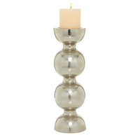 DecMode Silver Metal Handmade Pillar Candle Holder EasyOptionXY LLC