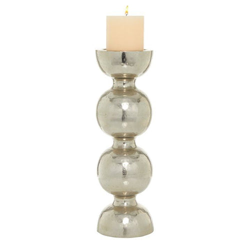 DecMode Silver Metal Handmade Pillar Candle Holder EasyOptionXY LLC