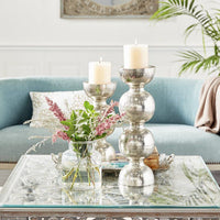 DecMode Silver Metal Handmade Pillar Candle Holder EasyOptionXY LLC