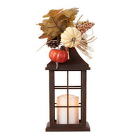 Way To Celebrate Harvest Set Of 2 Wood Color Lanterns- Pumpkin with LED battery candle EasyOptionXY LLC