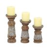 DecMode 3 Candle Bronze Wood Candle Holder, Set of 3 EasyOptionXY LLC