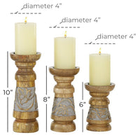 DecMode 3 Candle Bronze Wood Candle Holder, Set of 3 EasyOptionXY LLC