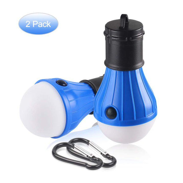 HAITRAL 2- Pack Portable LED Camping Light Bulbs with Snap Hooks and 3 Mode Lighting for Backpacking, Camping, Hiking, Emergency (HT-A012) EasyOptionXY LLC