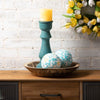 Sullivans Turquoise Wood Pillar Candle Holders Set of 3, 13.25"H, 10"H & 7.5"H Multicolored EasyOptionXY LLC