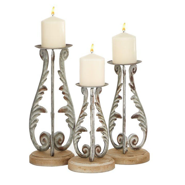 DecMode 3 Candle Silver Metal Candle Holder, Set of 3 EasyOptionXY LLC
