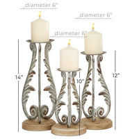 DecMode 3 Candle Silver Metal Candle Holder, Set of 3 EasyOptionXY LLC
