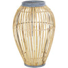 DecMode 16" Handmade Open Frame Brown Bamboo Vase with Blue Metal Accents EasyOptionXY LLC