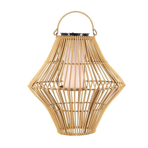 Gerson 13.8-Inch Diameter Hanging Solar Operated Flame Effect Bamboo Pendant Light EasyOptionXY LLC