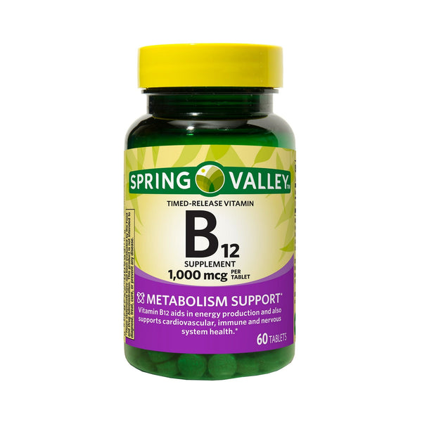 Spring Valley Vitamin B12 Timed-Release Tablets Dietary Supplement; 1; 000 mcg; 60 Count EasyOptionXY LLC