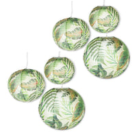 Gerson Set of Six Assorted Paper Tropical Plant Pattern Lanterns with Built in LED Light EasyOptionXY LLC