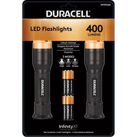 Duracell 2 Pack 400 LM LED Flashlights, with 3 Beam Settings, Duracell AAA Batteries Included. EasyOptionXY LLC