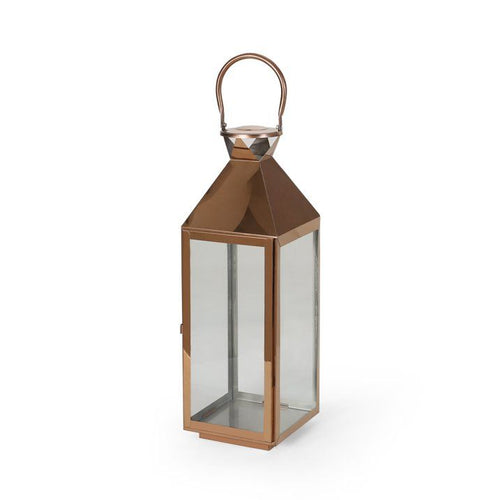 Noble House Tulsa 22" Modern Outdoor Stainless Steel Lantern in Rose Gold EasyOptionXY LLC