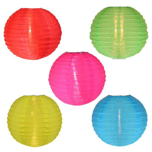 Set of 5 Multi-Color Chinese Lantern Garden Patio Lights - White Wire EasyOptionXY LLC