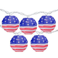 10-Count American Flag 4th of July Paper Lantern Lights Clear Bulbs EasyOptionXY LLC