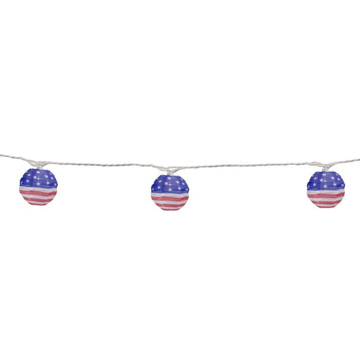 10-Count American Flag 4th of July Paper Lantern Lights Clear Bulbs EasyOptionXY LLC