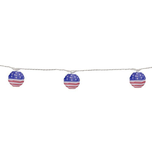 10-Count American Flag 4th of July Paper Lantern Lights Clear Bulbs EasyOptionXY LLC