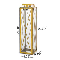 Demijen Stainless Steel 22" Lantern, Gold EasyOptionXY LLC