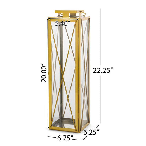 Demijen Stainless Steel 22" Lantern, Gold EasyOptionXY LLC
