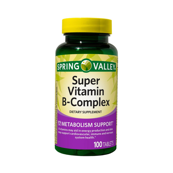 Spring Valley Super Vitamin B-Complex Tablets Dietary Supplement; 100 Count EasyOptionXY LLC