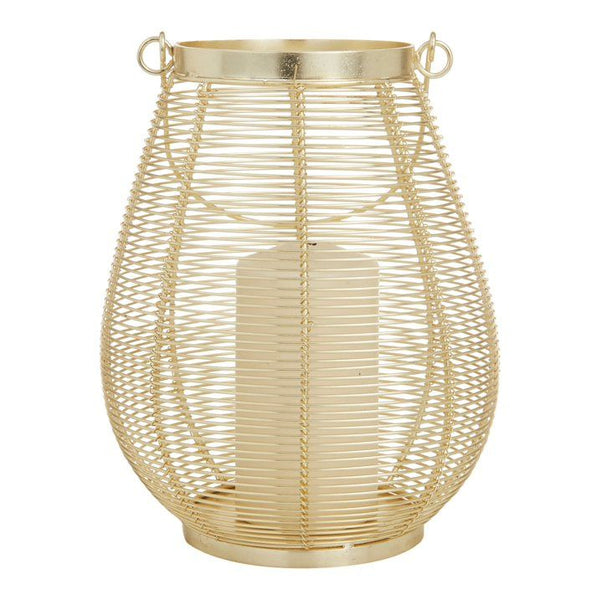 DecMode Gold Metal Decorative Candle Lantern with Thin Metal Handle EasyOptionXY LLC
