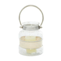 The Novogratz Clear Glass Decorative Candle Lantern with Curved Handle EasyOptionXY LLC