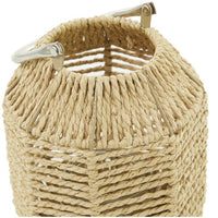 DecMode Brown Paper Handmade Decorative Candle Lantern with Glass Holder and Handle EasyOptionXY LLC