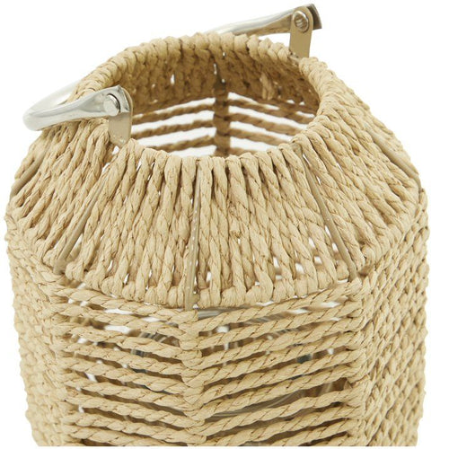 DecMode Brown Paper Handmade Decorative Candle Lantern with Glass Holder and Handle EasyOptionXY LLC