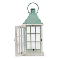 Noble House Scio Small Coastal Solid Candle Lantern Holders, Green EasyOptionXY LLC