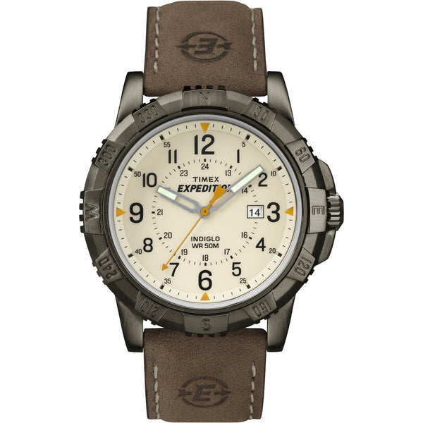 Men's Expedition Rugged Metal Field Natural Dial Watch, Brown Leather Strap EasyOptionXY LLC