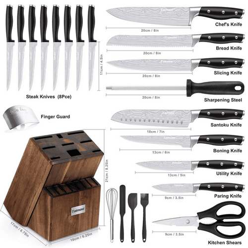 23 Pcs Kitchen Knife Set with Block, High Carbon Stainless Steel Chef Knife Set, Ultra Sharp, Full-Tang Design EasyOptionXY LLC