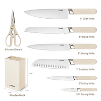 CAROTE 8PCS Kitchen Knife Bock Set, Stainless Steel Razor-Sharp Blade,Essential Knife Set with Block, Dishwasher Safe EasyOptionXY LLC