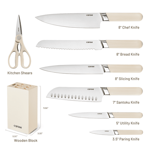 CAROTE 8PCS Kitchen Knife Bock Set, Stainless Steel Razor-Sharp Blade,Essential Knife Set with Block, Dishwasher Safe EasyOptionXY LLC