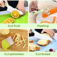 Jetcloudlive 7Pcs Wooden Kids Kitchen Knife, Plastic Safe Knife Set Include Wood Kids Safe Knife, Serrated Edges Plastic Toddler Knife, Plastic Potato Slicers, Sandwich Cutter, Y Peeler EasyOptionXY LLC