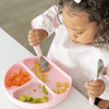 Bumkins Toddler Fork and Spoon Set, Stainless Steel & Silicone Utensils for Babies and Kids 18 Mos+ (Pink) EasyOptionXY LLC