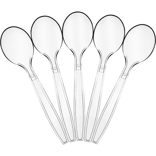 PLASTICPRO Clear Plastic Soup Spoons Heavy Duty Disposable Silverware, 100-Pack EasyOptionXY LLC