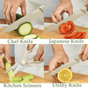 Kitchen Knife Set, 6-Pieces Khaki Sharp Knife Set for Kitchen, Non-stick Non-slip Stainless Steel Chef Knife Set with Universal Knife Block Suitable for Home Restaurant EasyOptionXY LLC