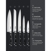 Kitchen Knife Set, 6-Piece Knife Set with Wooden Block, Super Sharp, Handle High Carbon Stainless Steel Cutlery Knife Block Set, Dishwasher Safe, Paring EasyOptionXY LLC