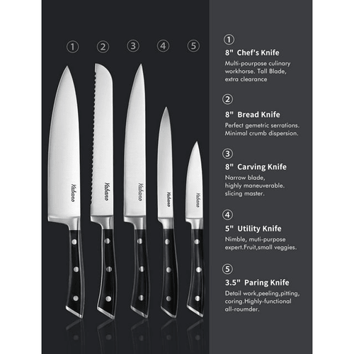 Kitchen Knife Set, 6-Piece Knife Set with Wooden Block, Super Sharp, Handle High Carbon Stainless Steel Cutlery Knife Block Set, Dishwasher Safe, Paring EasyOptionXY LLC
