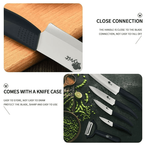 Rirool 5 Pcs Ceramic Knife Set, Professional Home Kitchen Knife with Covers, 6" Chef Knife, 5" Utility Knife, 4" Fruit Knife, 3" Paring Knife and a Peeler EasyOptionXY LLC