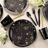 144 Piece 40th Birthday Party Supplies Set for Men, Women, Serves 24 Paper Plates and Napkins, Cups, Cutlery, Black and Gold Disposable Set for 40 Birthday Decorations EasyOptionXY LLC