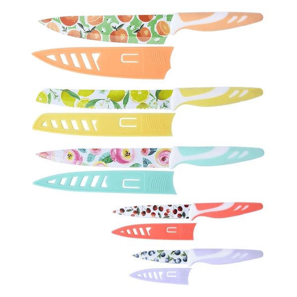 UPTRUST Knife Set, 10-piece Kitchen Knife Set Nonstick Coated with 5 Blade Guard, Multicolored Fruit Knives, Perfect as Kitchen Gifts EasyOptionXY LLC