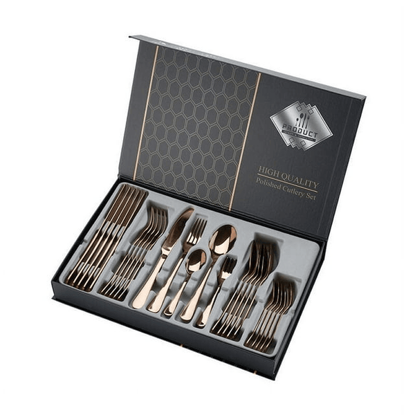 Silverware Set, AOMOTA 30 Piece Stainless Steel Flatware Silverware Set with Premium Gift box, Include Knife/Fork/Spoon/Teaspoon Service for 6, Mirror Finish, Smooth Edge EasyOptionXY LLC