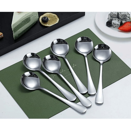 ReaNea Soup Spoons 6 Pieces Stainless Steel Round Dinner Spoon, Table Spoons Silverware Set EasyOptionXY LLC