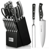 D.Perlla Knife Set, 16 Pieces German Stainless Steel Knife Set with Block and Wooden Handle, Black EasyOptionXY LLC