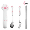 Travel Utensils, 4 Pcs Portable Flatware Set - Cutlery Set w/ Stainless Steel Fork Spoon Chopsticks & Case for School, Office, Picnic (Cat Paws) EasyOptionXY LLC